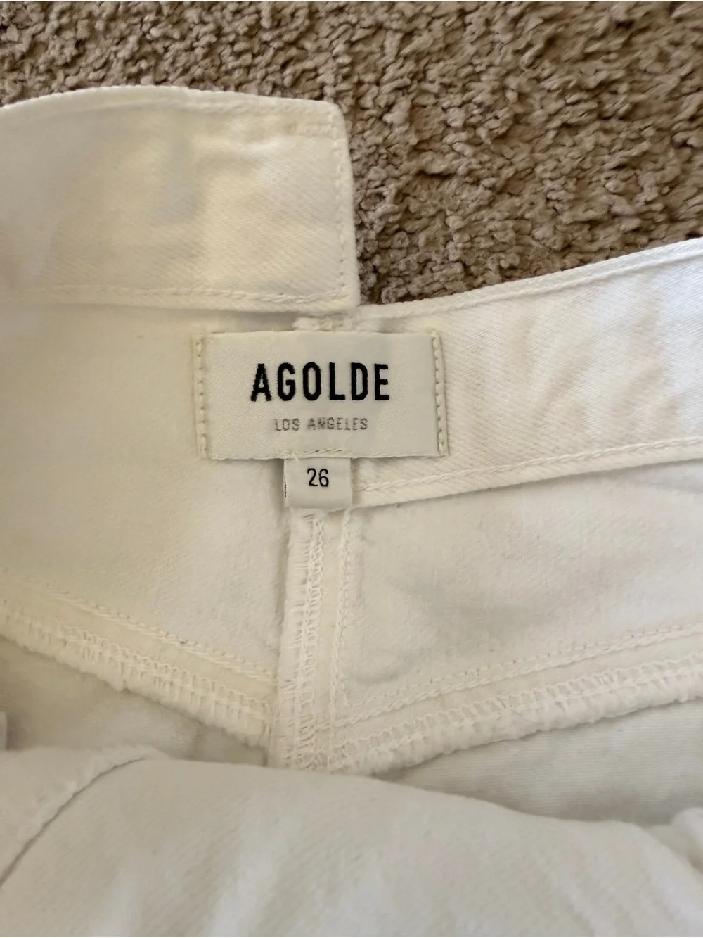 AGOLDE white denim shorts